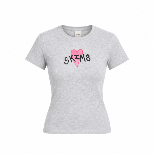 Skims Heart T-shirt Grey